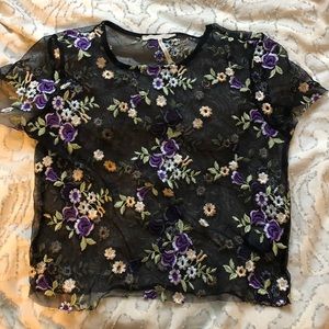 Black sheer floral top